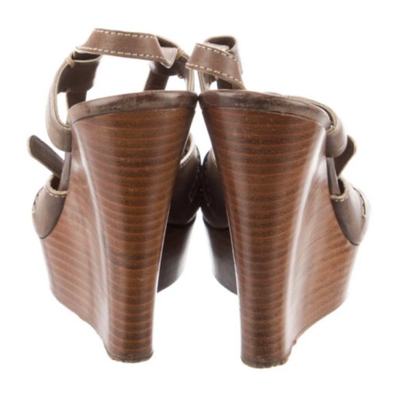 🪵✨ Chloe Slingback Leather Platform Heels | Saturnia Caif | Size 8.5 - Picture 3 of 7